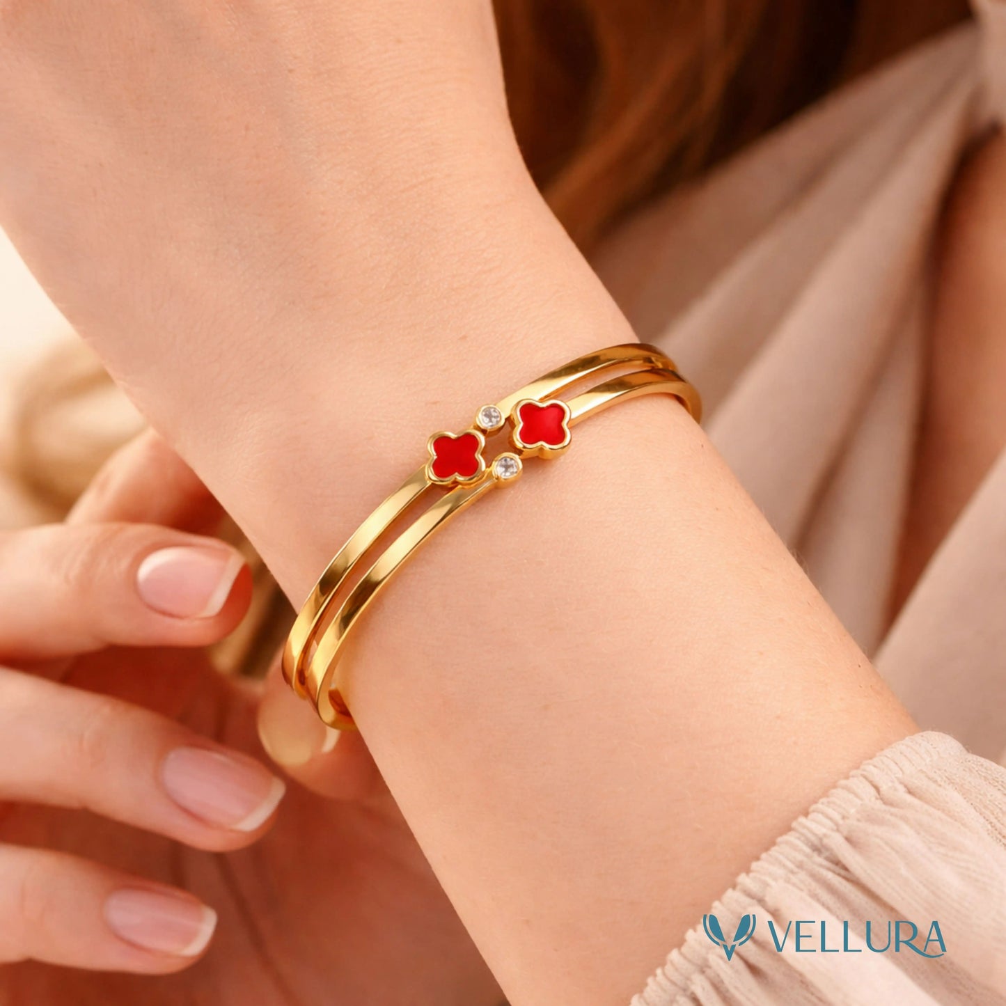 Red Clover Gold Bracelet -Style 2