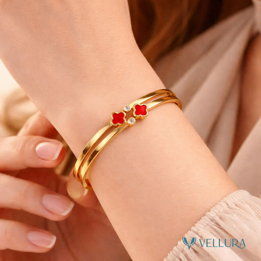 Red Clover Gold Bracelet -Style 2