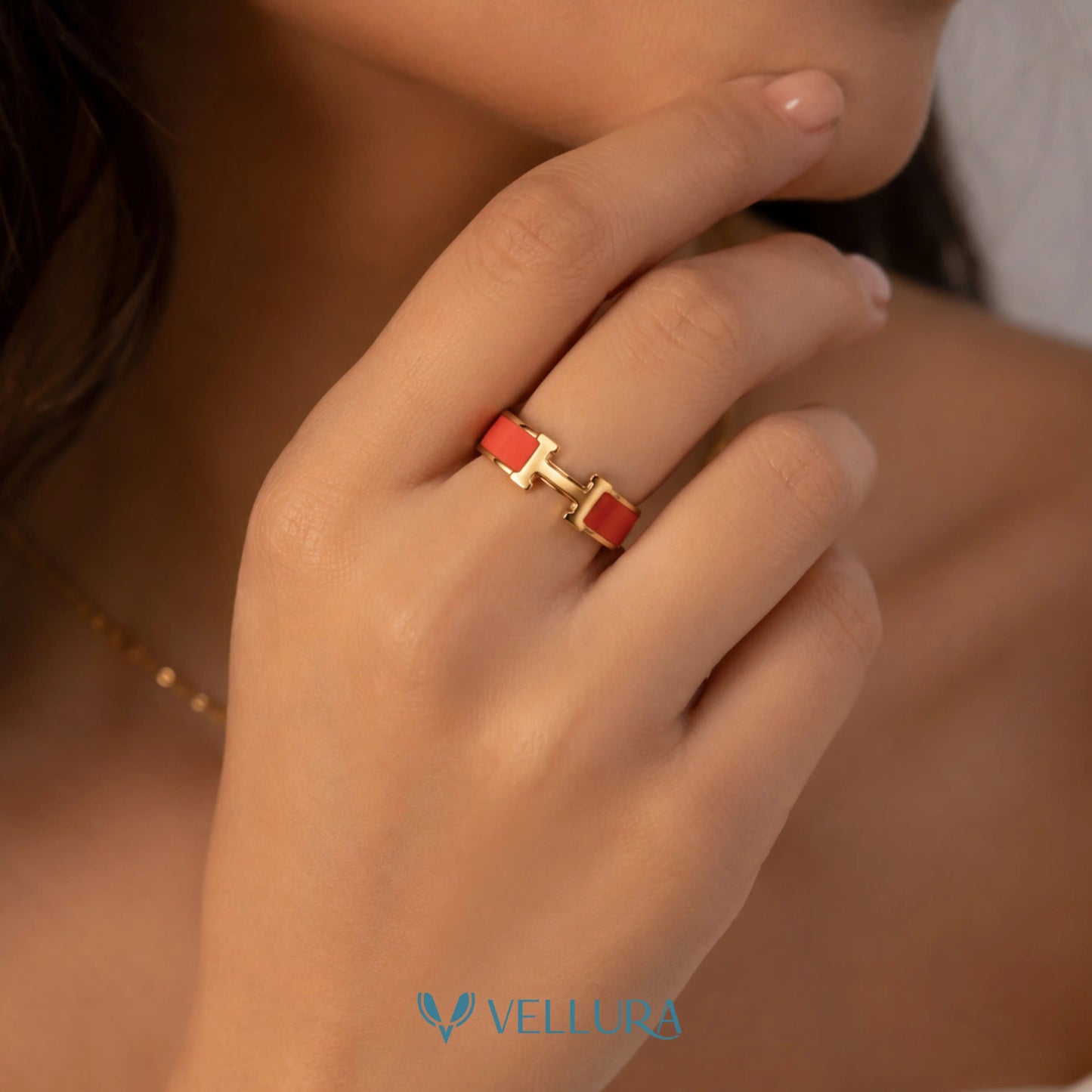 H Inspired Enamel Ring