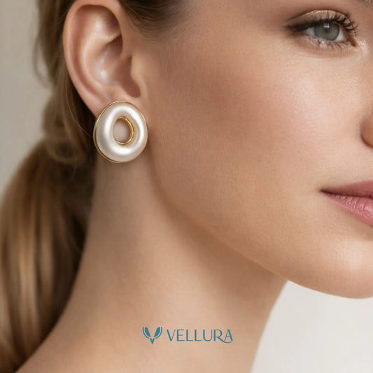 Pearl Loop Stud Earrings