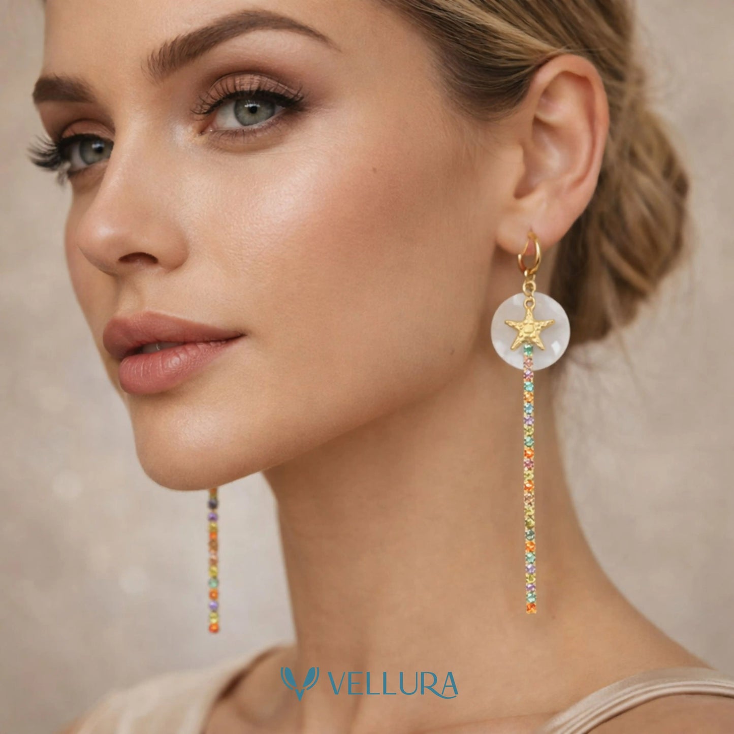 Starfish Rainbow Drop Earrings