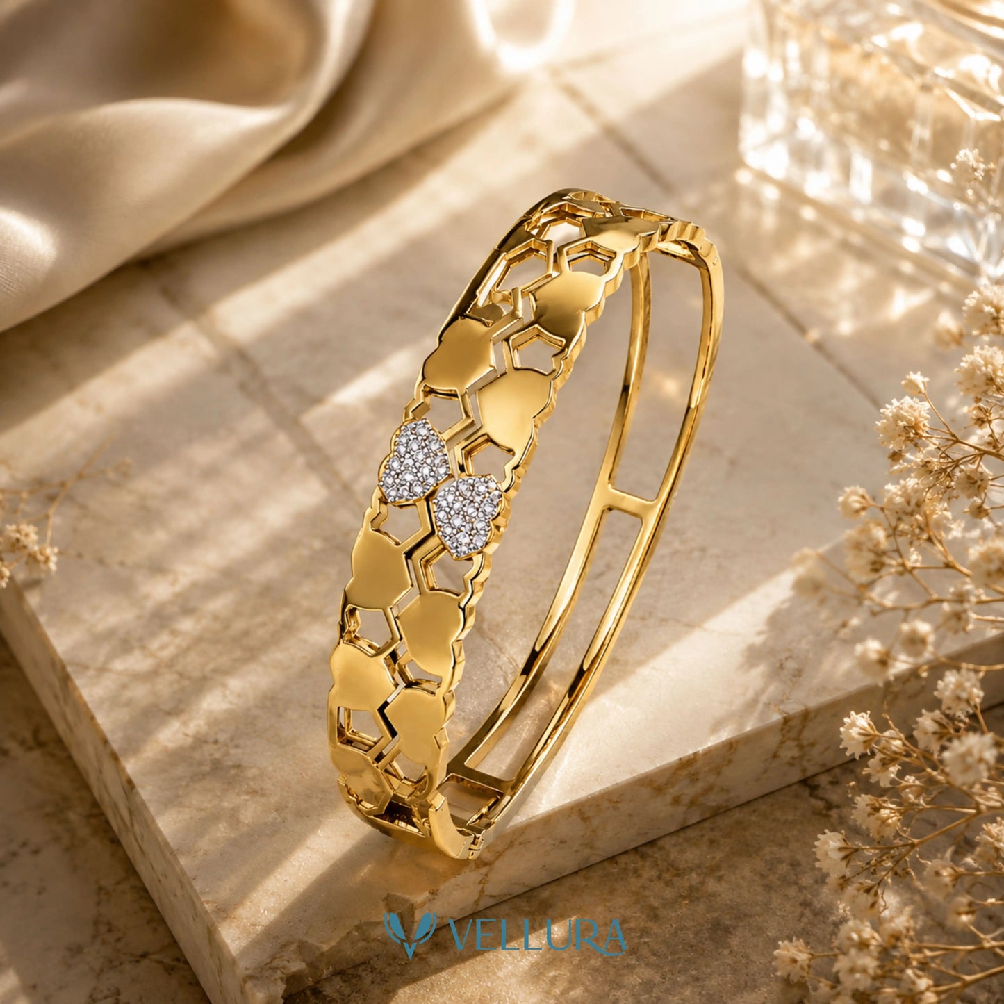 Honeycomb Heart Gold Bracelet
