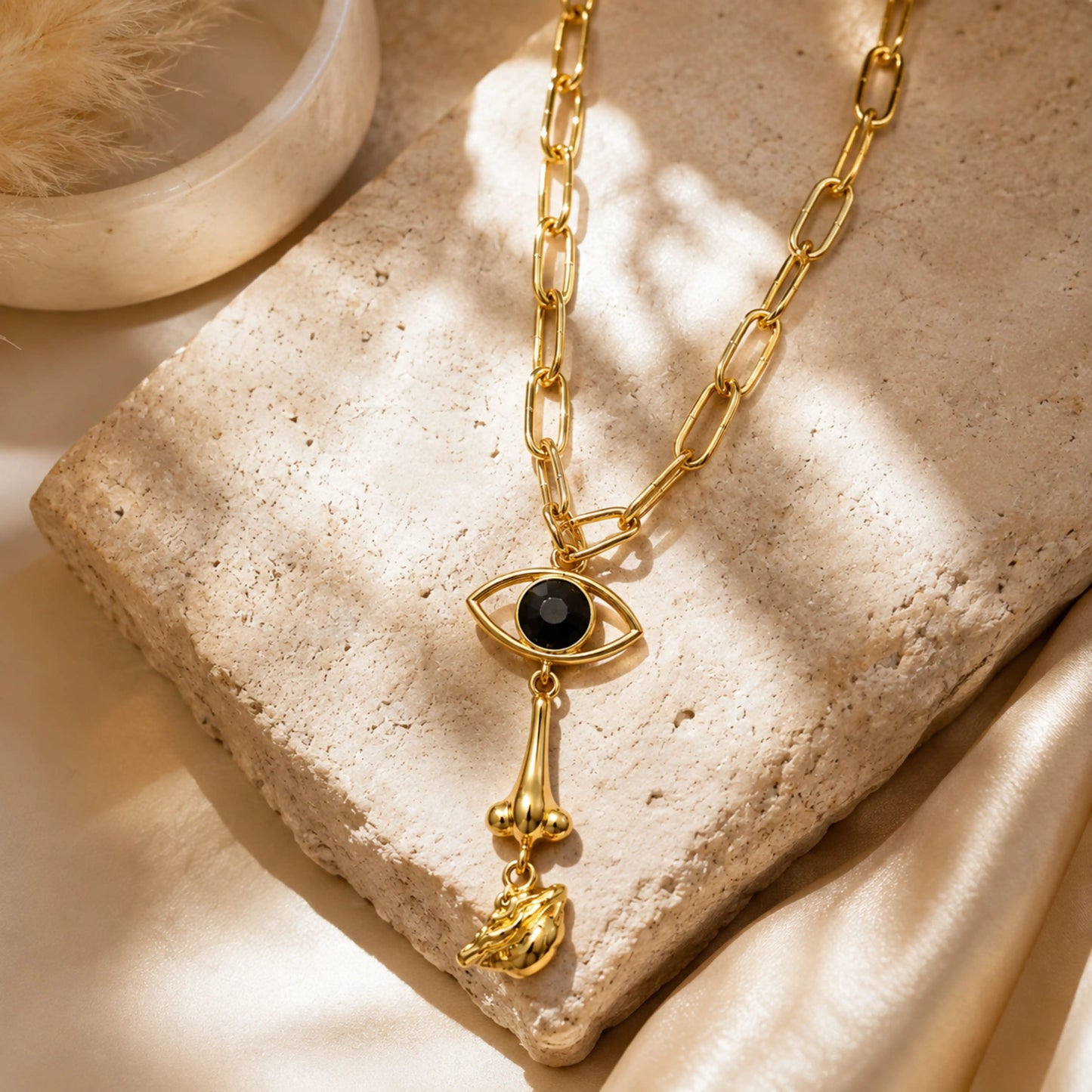 Chunky Evil Eye Drop Necklace