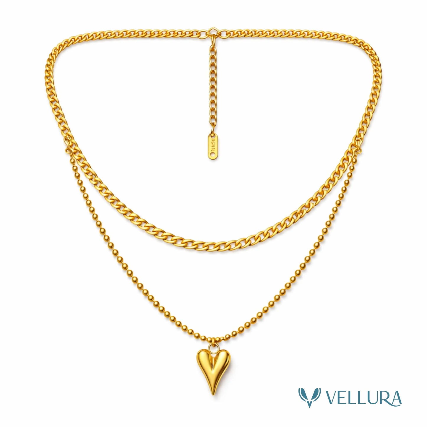 Heart Double Chian Necklace