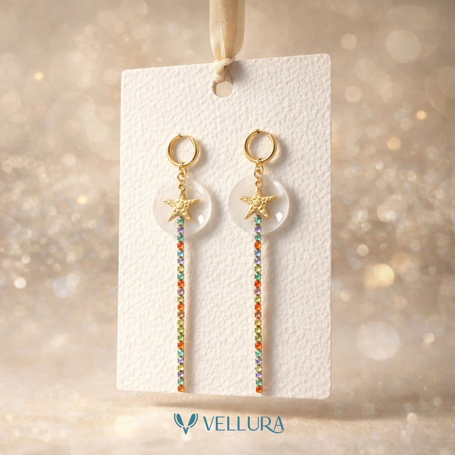 Starfish Rainbow Drop Earrings