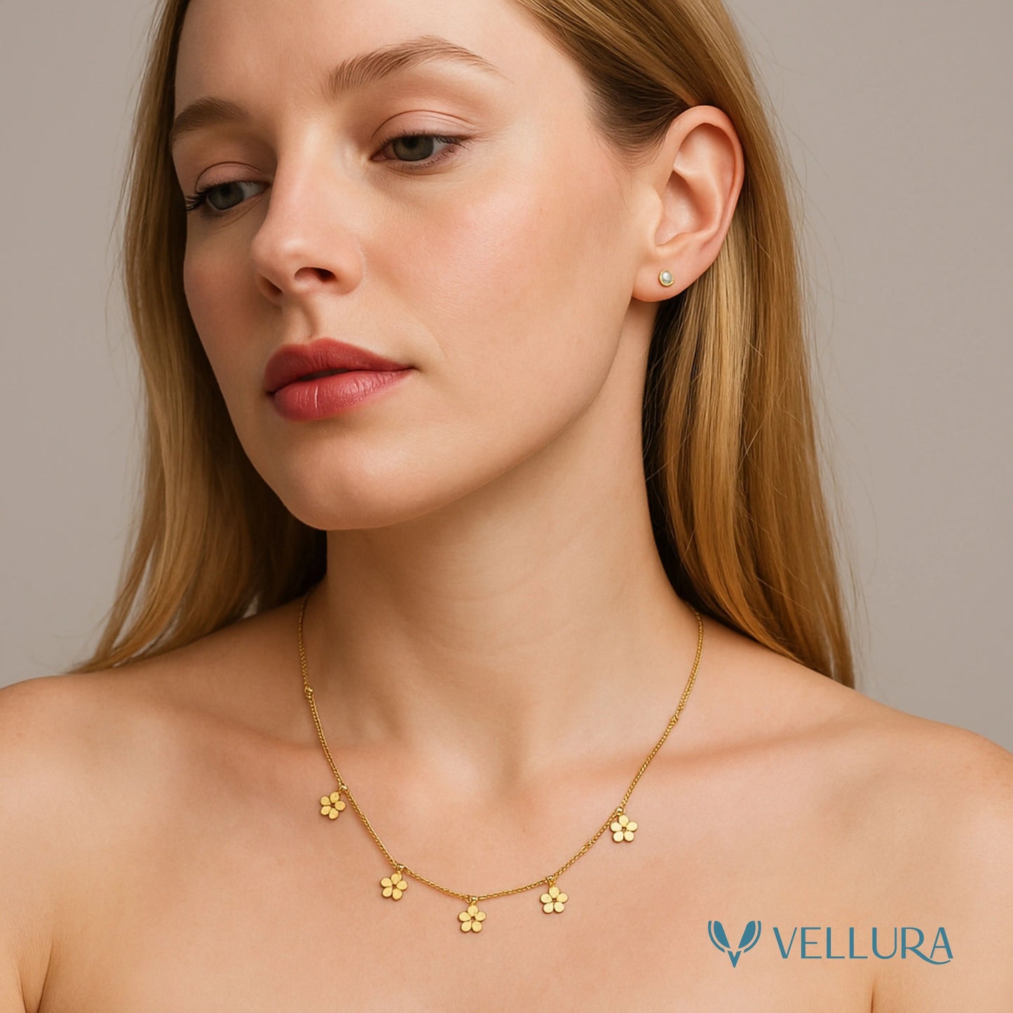 Floral Charm Gold Necklace