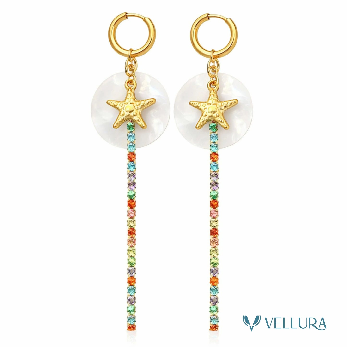 Starfish Rainbow Drop Earrings