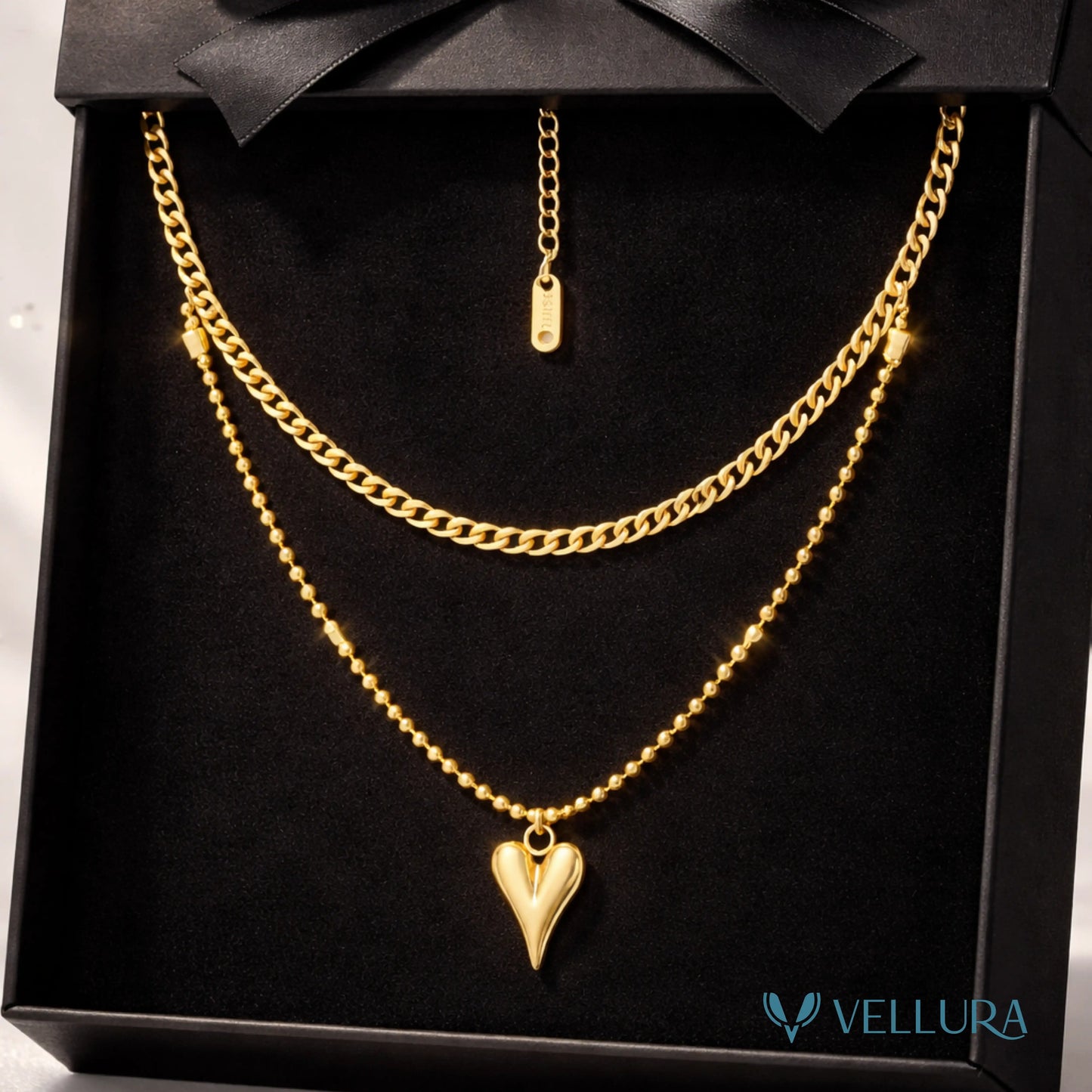 Heart Double Chian Necklace