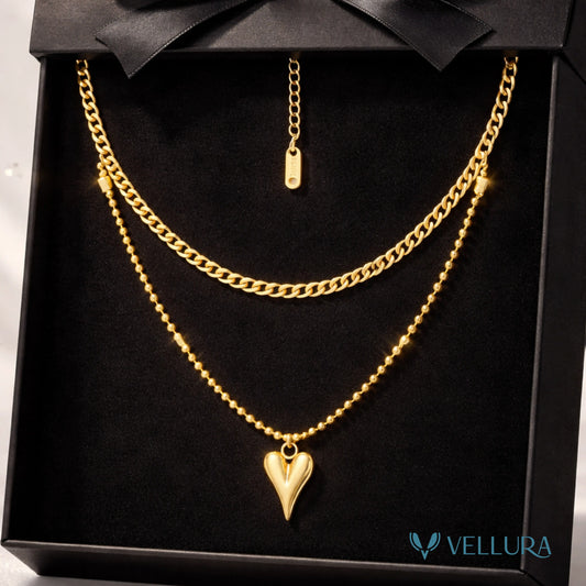 Heart Double Chian Necklace