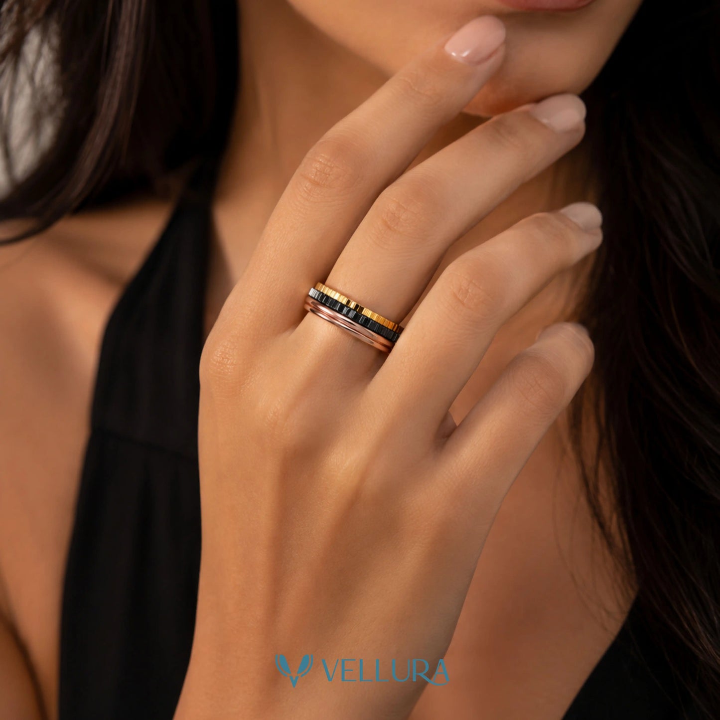 Triple Tone Spinner Ring