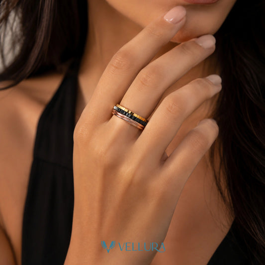 Triple Tone Spinner Ring