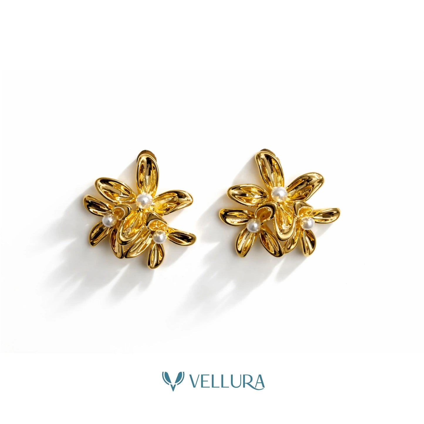 Floral Pearl Stud Earrings