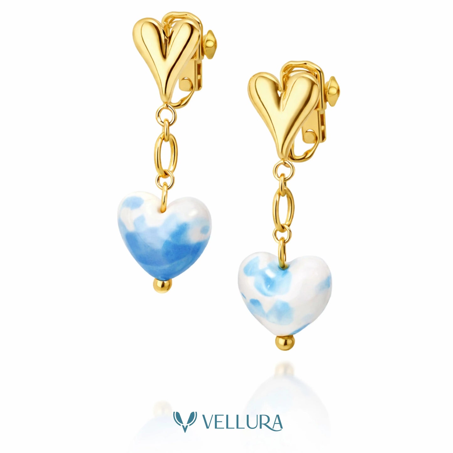 Blue Heart Drop Earrings
