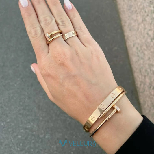 Studded Nail Ring & Bracelet Set