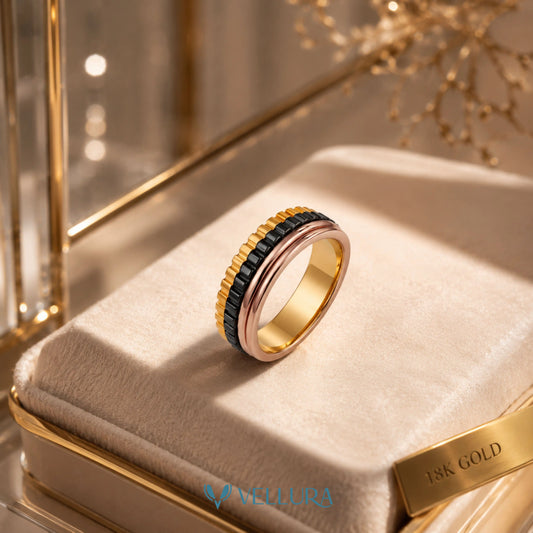 Triple Tone Spinner Ring