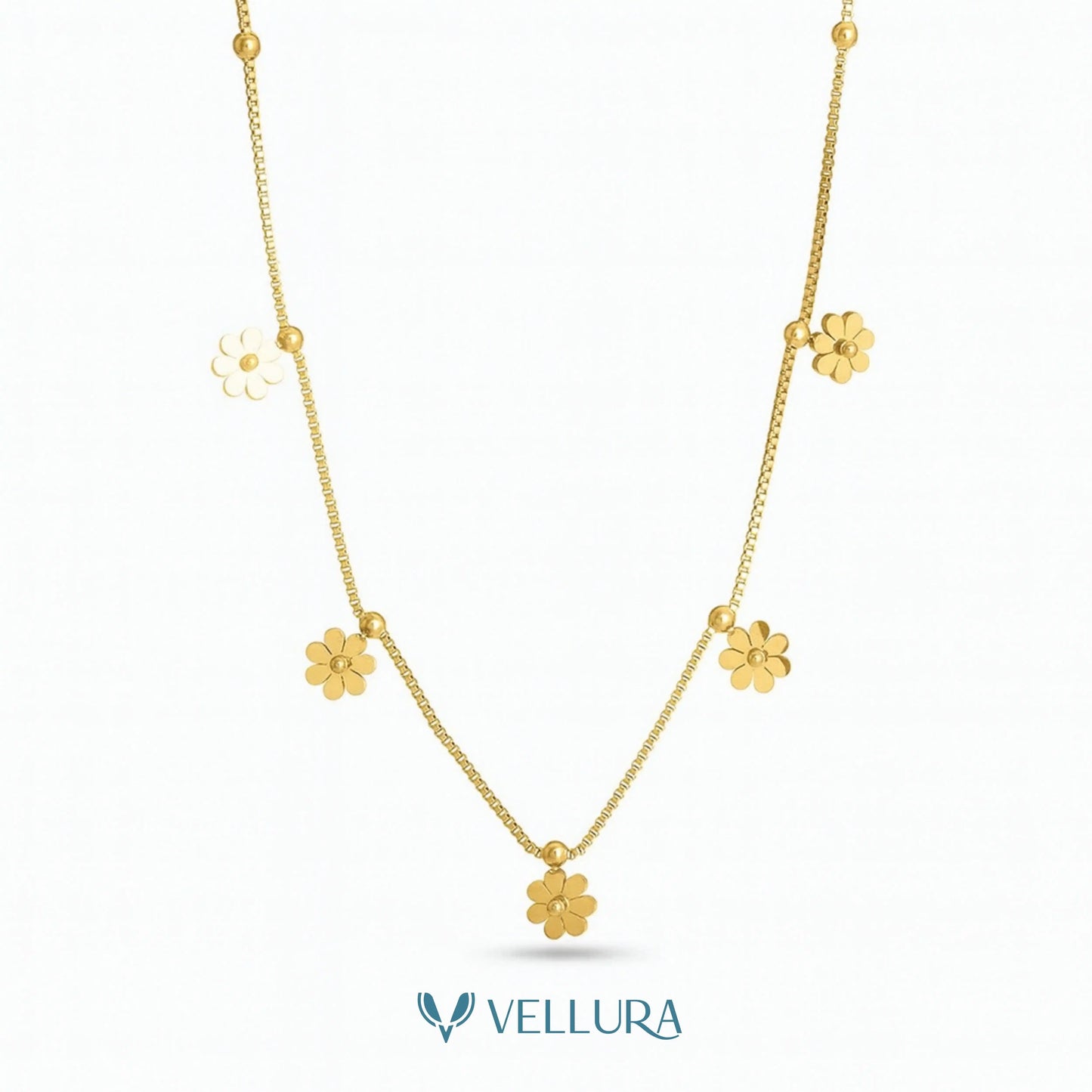 Floral Charm Gold Necklace