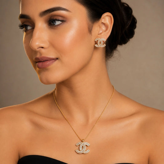 Designer Inspired CZ Necklace Set with Earrings