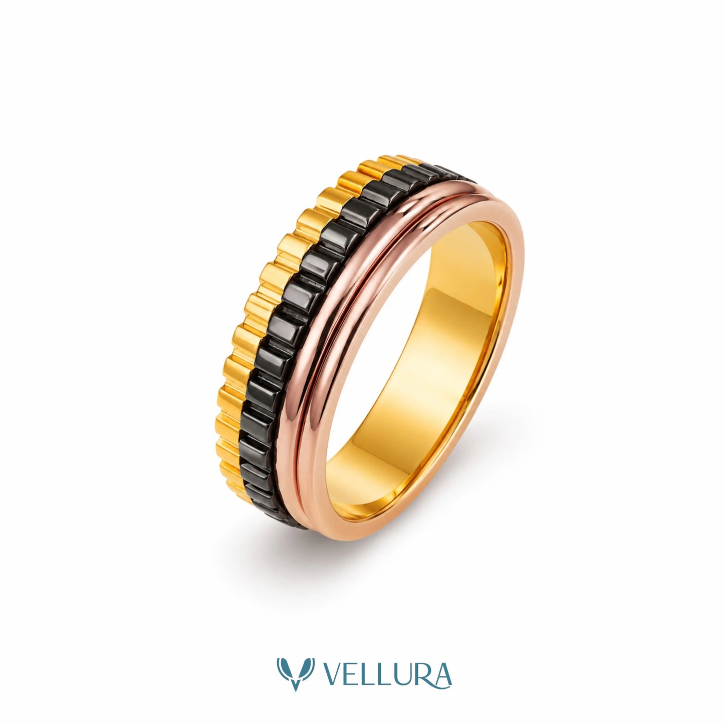 Triple Tone Spinner Ring
