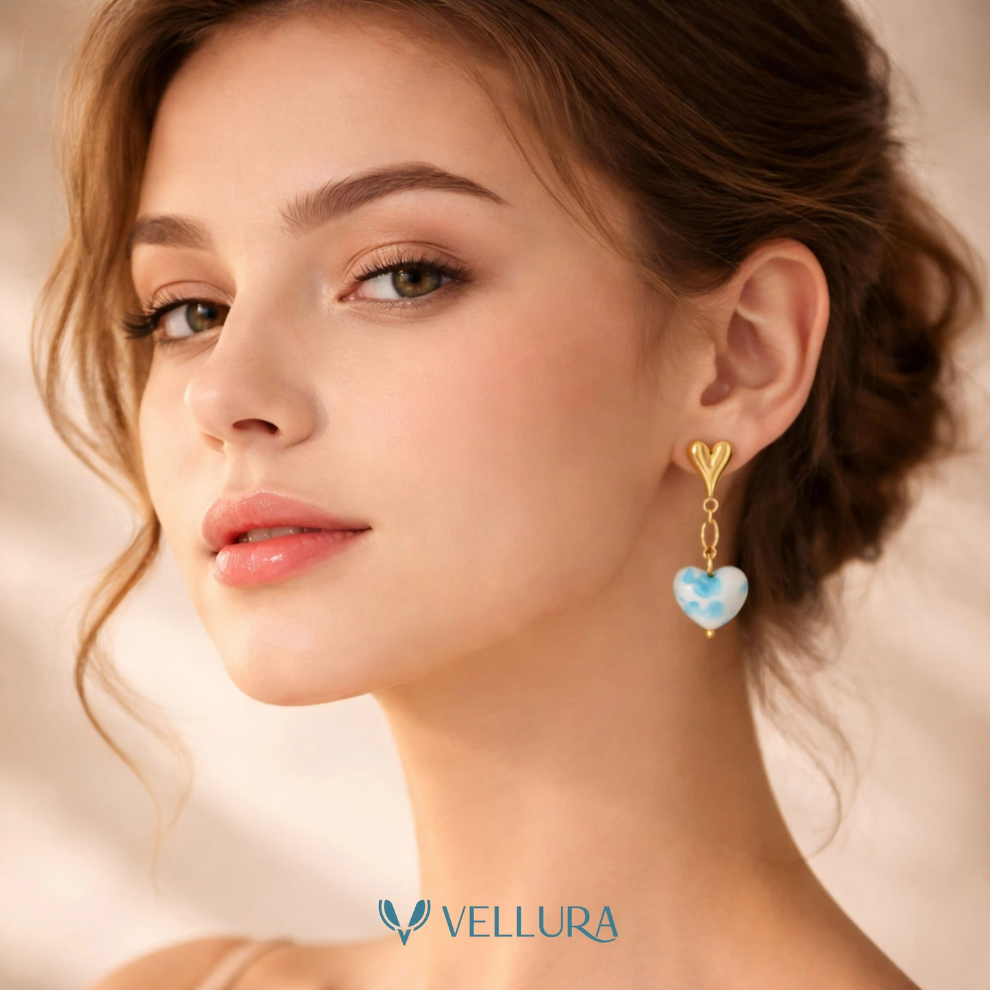 Blue Heart Drop Earrings