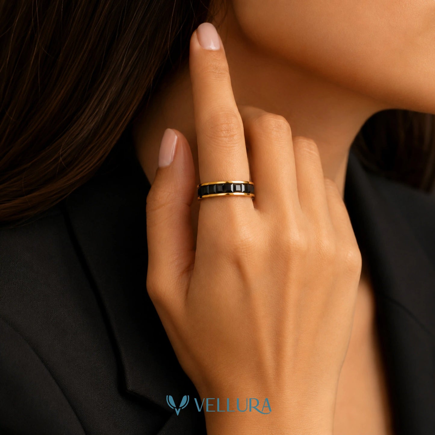 Black Stone Bracelet and Ring Combo