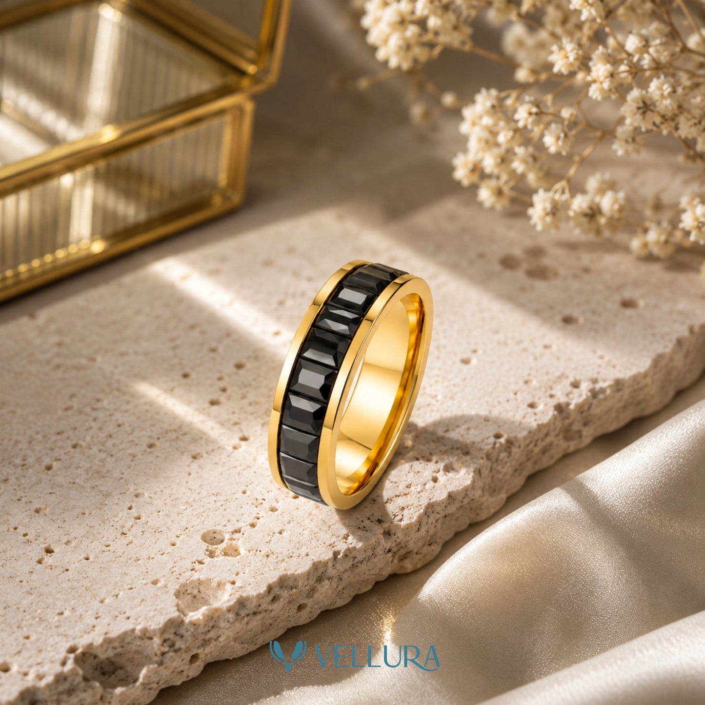 Black Stone Bracelet and Ring Combo