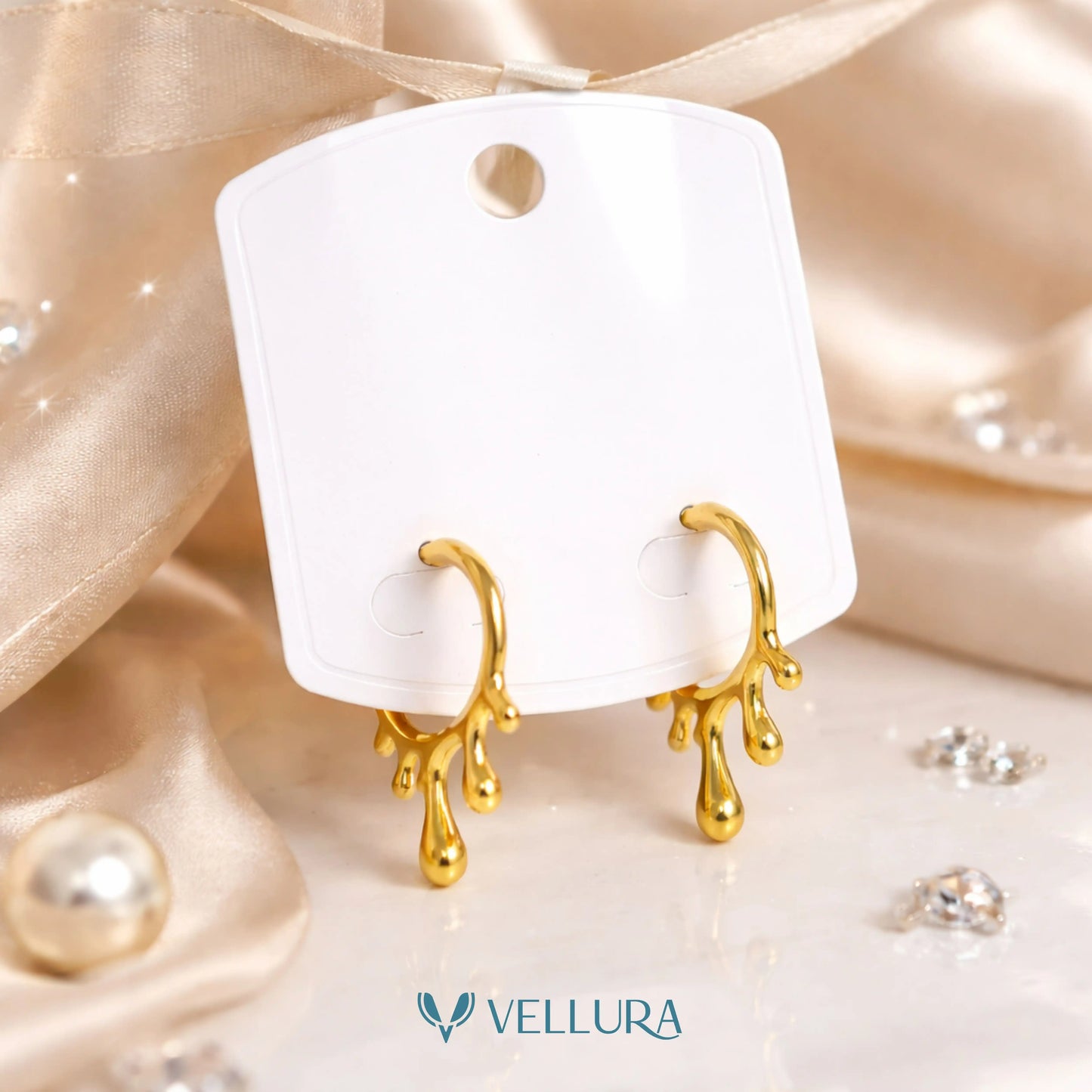 Gold Drip Hoop Earrings