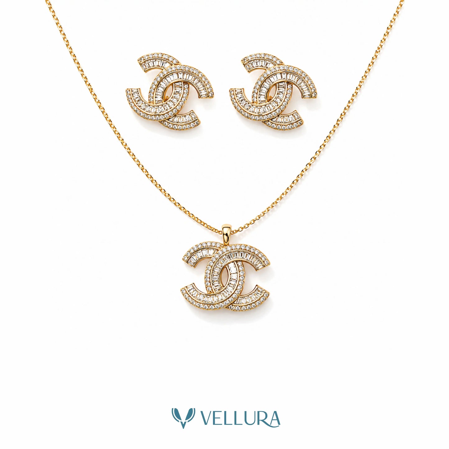 Designer Inspired CZ Necklace Set with Earrings