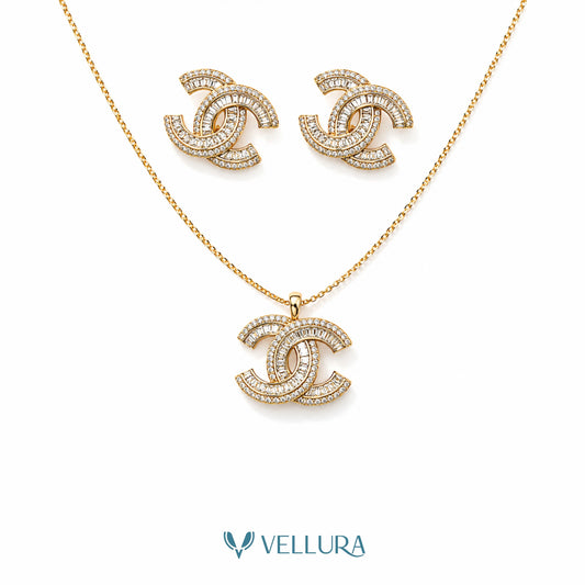 Designer Inspired CZ Necklace Set with Earrings