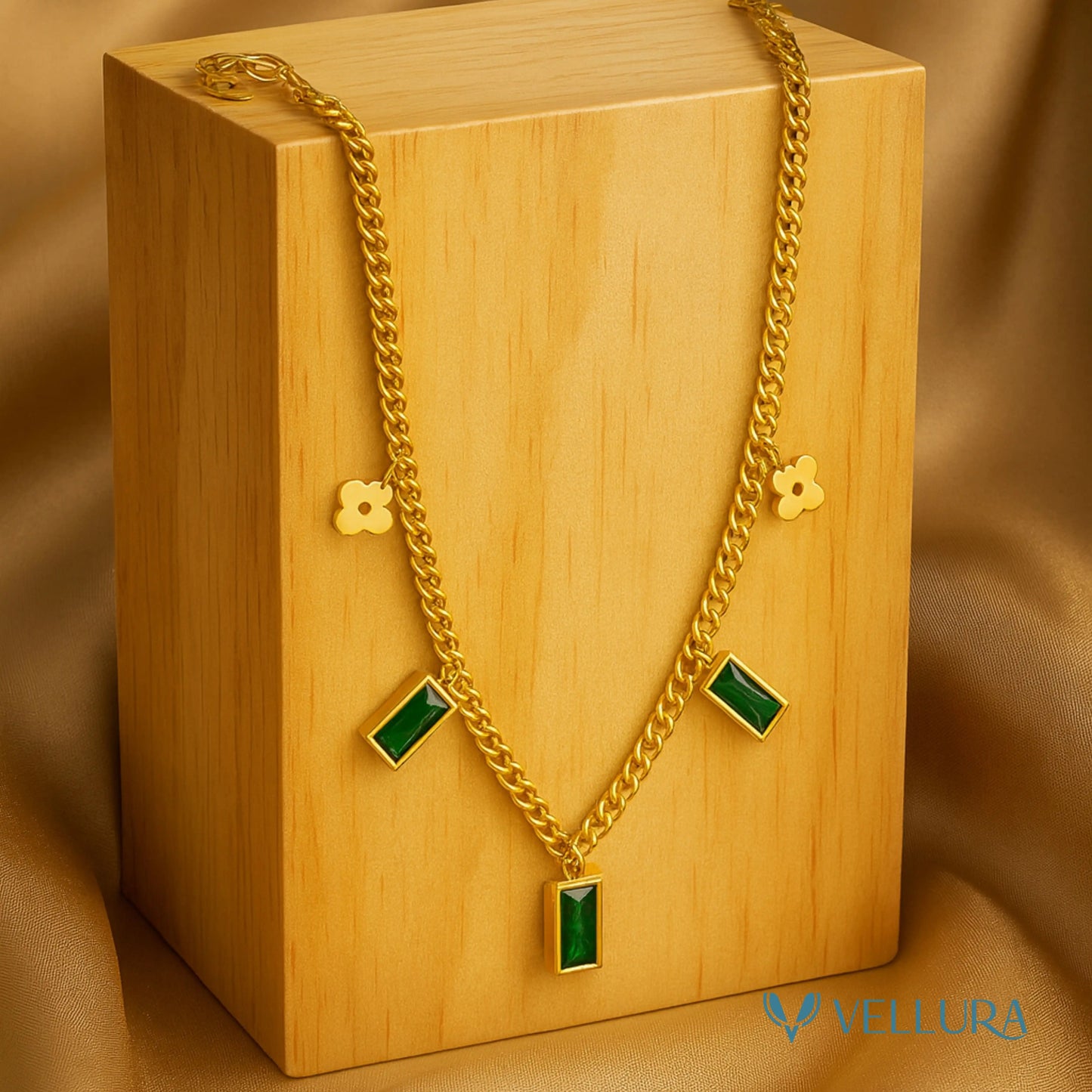 Emerald Green Charm Necklace