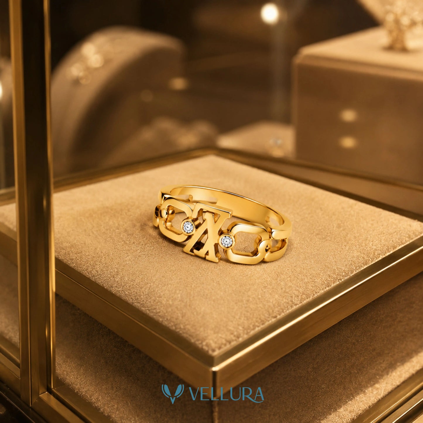 LV INSPIRED- Monogram Chain Ring