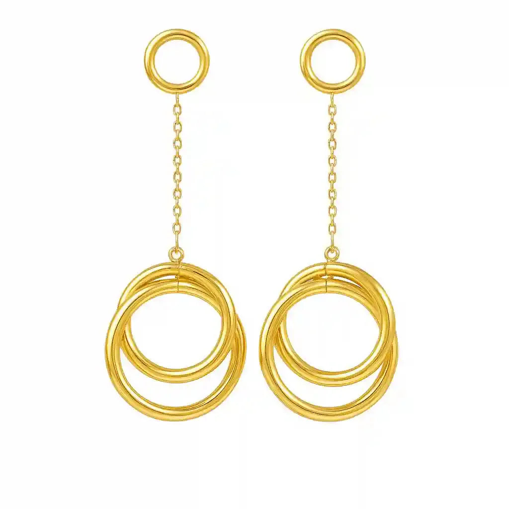 Hoop Gold Dangle Earrings Vellura Jewellery