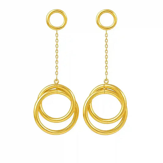 Hoop Gold Dangle Earrings Vellura Jewellery