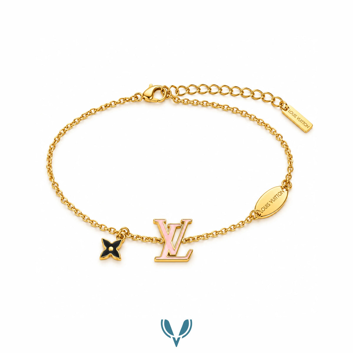 Pink Monogram Charm Bracelet