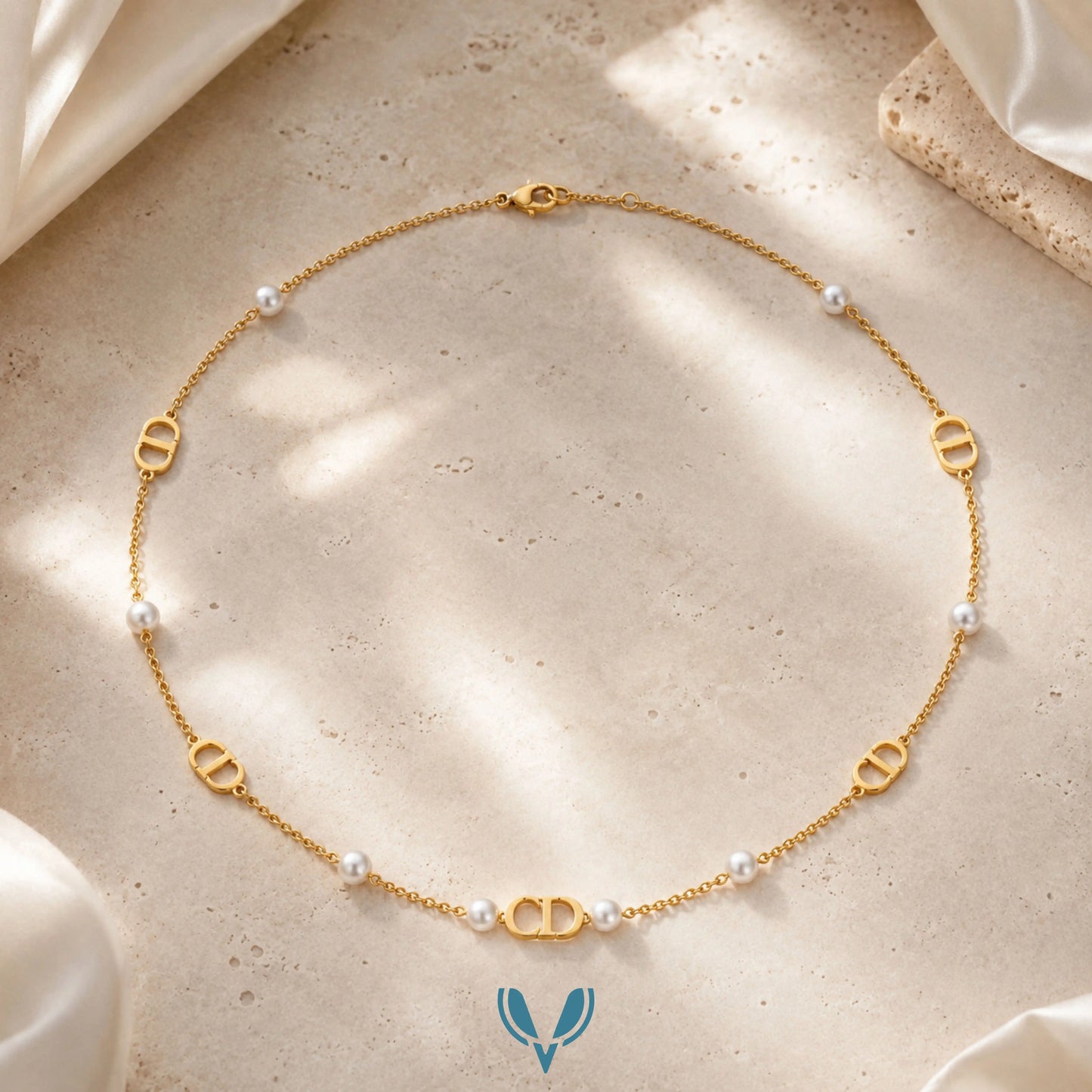 CD' Pearl Designer Inspired Necklace