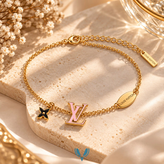 Pink Monogram Charm Bracelet