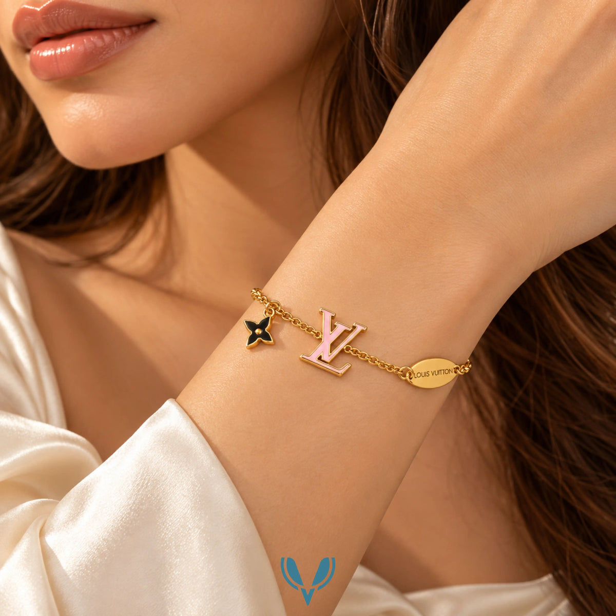 Pink Monogram Charm Bracelet