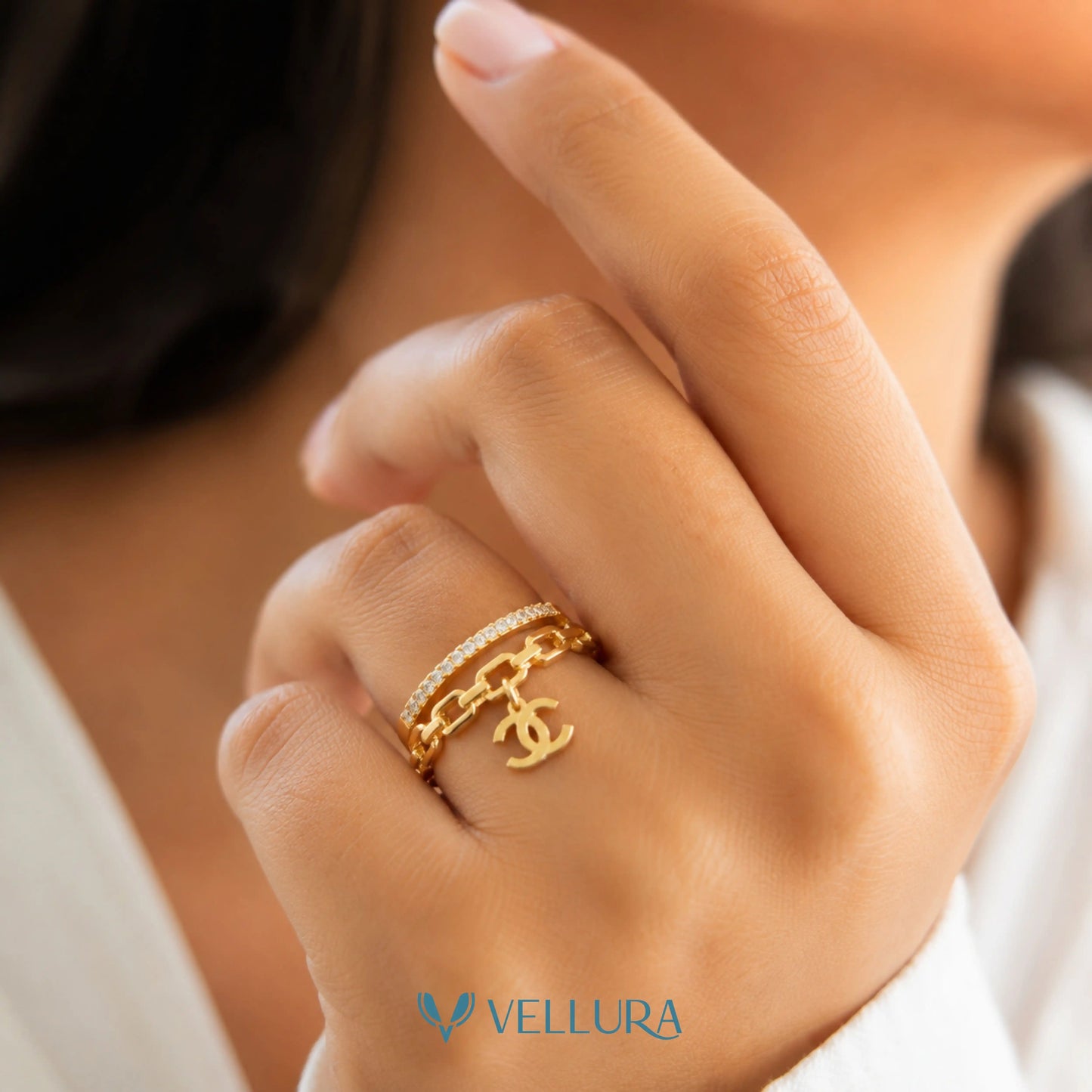 CC inspired-Chain Charm Ring