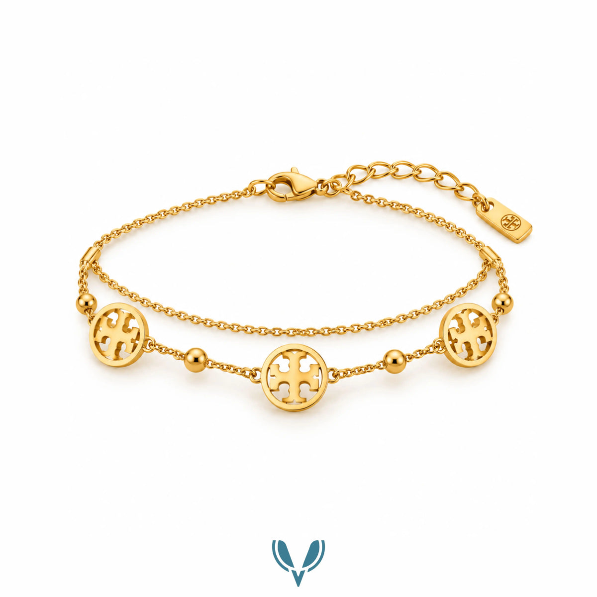 Double Layer Monogram Charm Bracelet