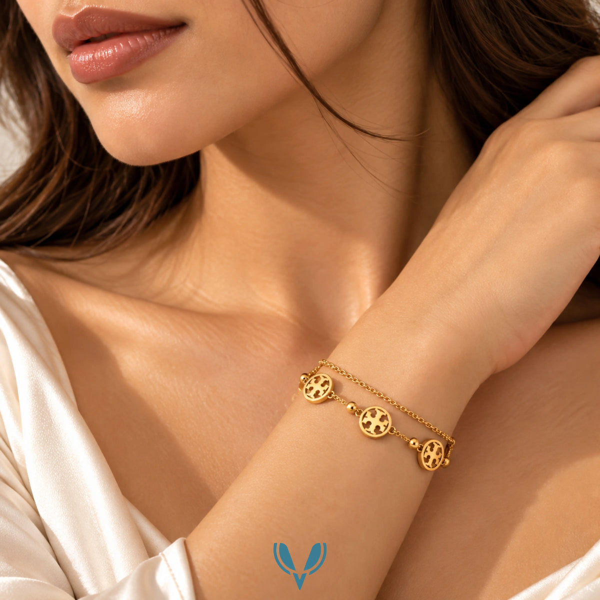 Double Layer Monogram Charm Bracelet
