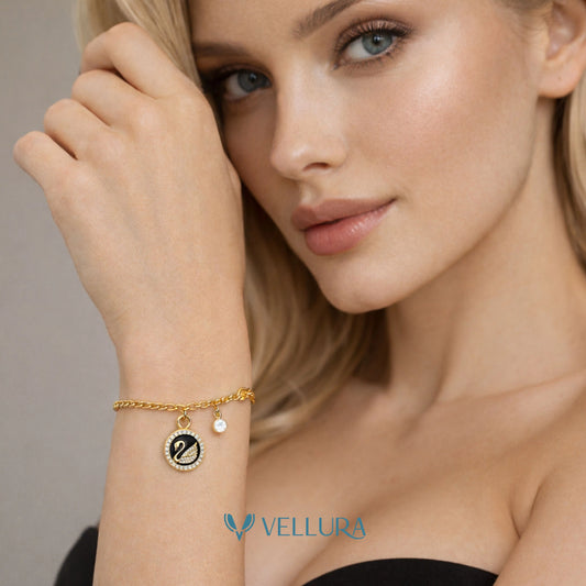 Swan Charm Gold Bracelet