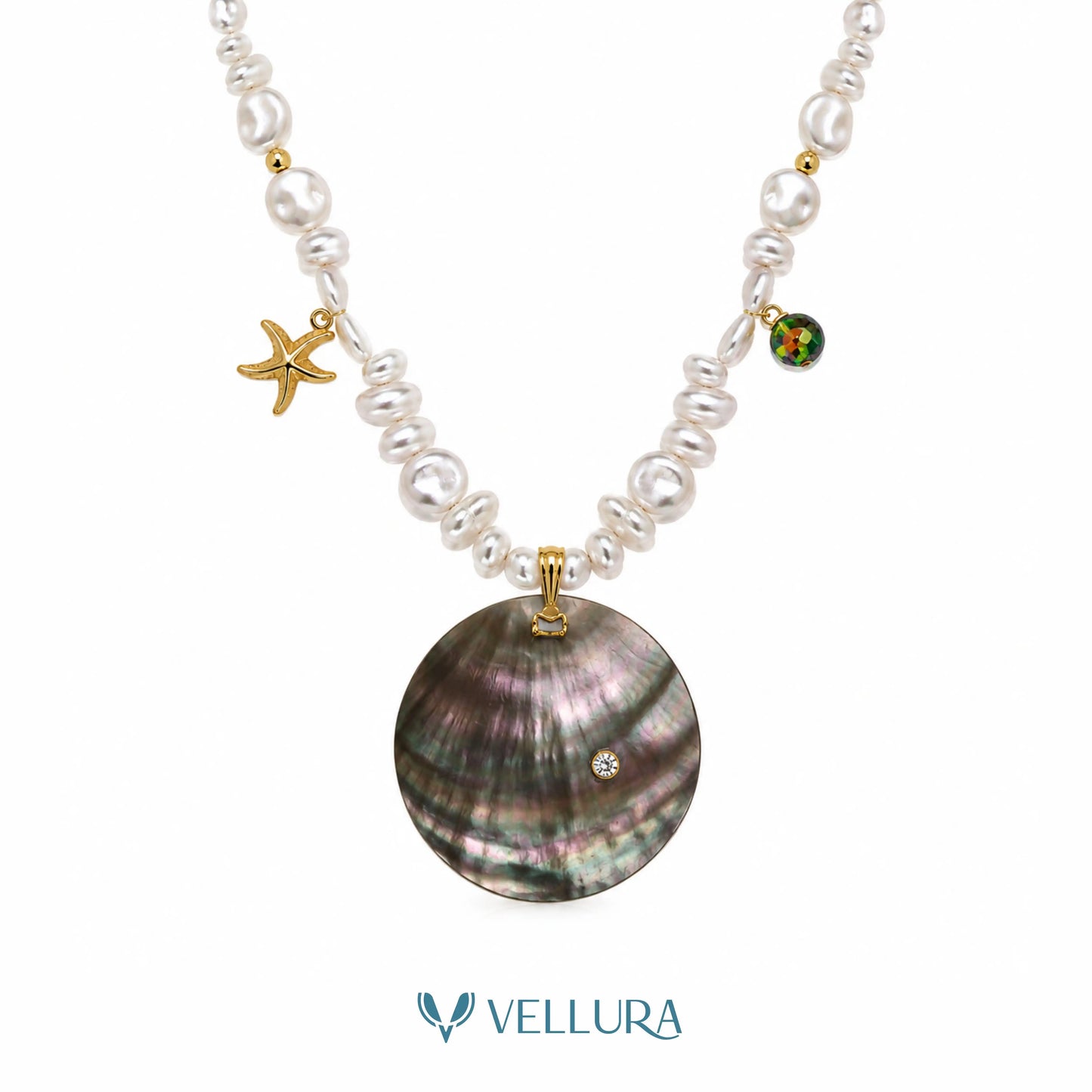 Black Mother of Pearl Charm Necklace