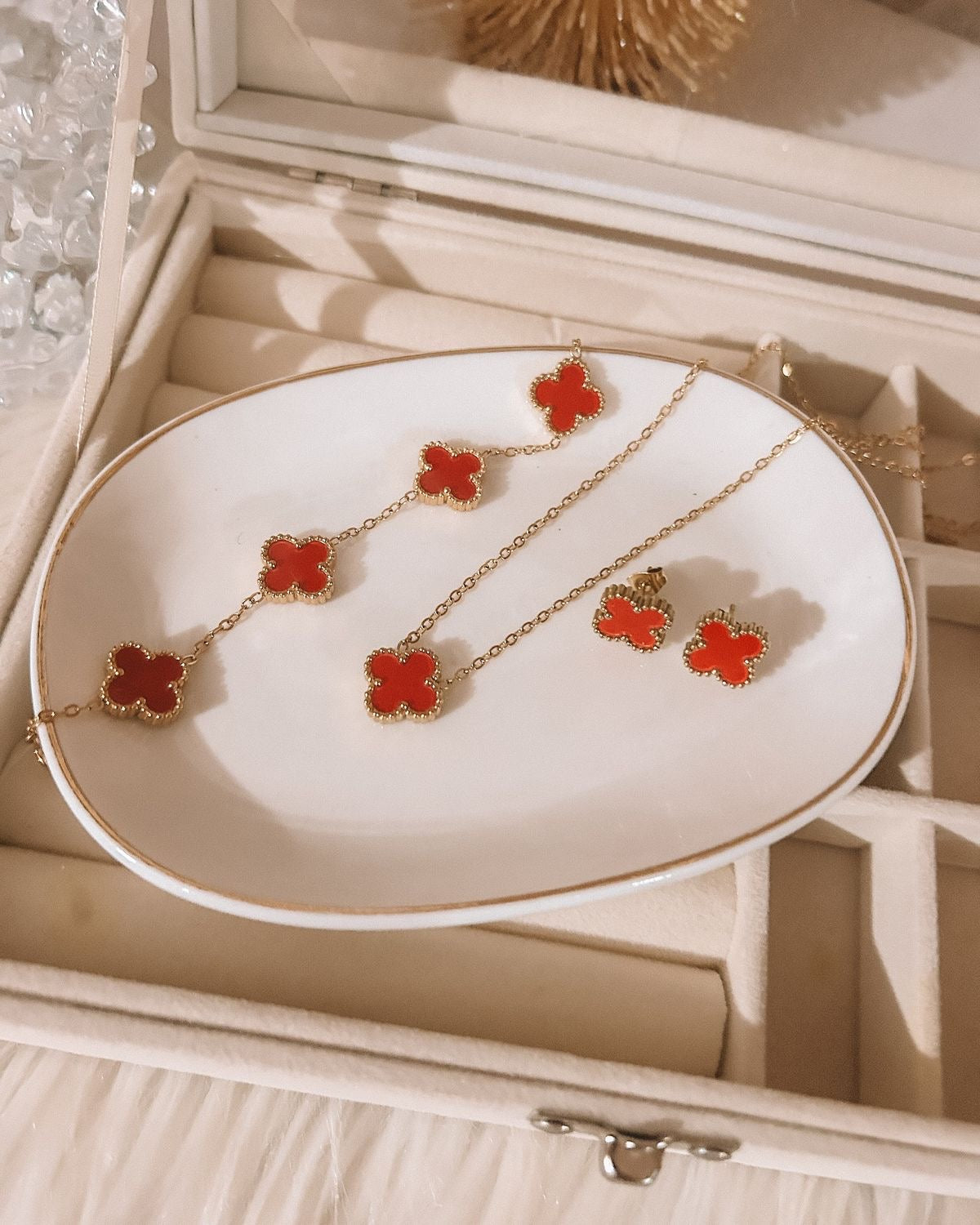 Red Necklace set with bracelet -Adjustable