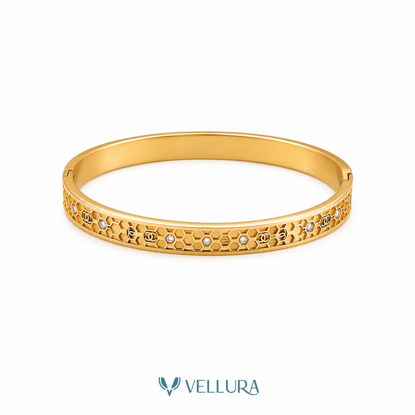 Honeycomb CZ Gold Bracelet