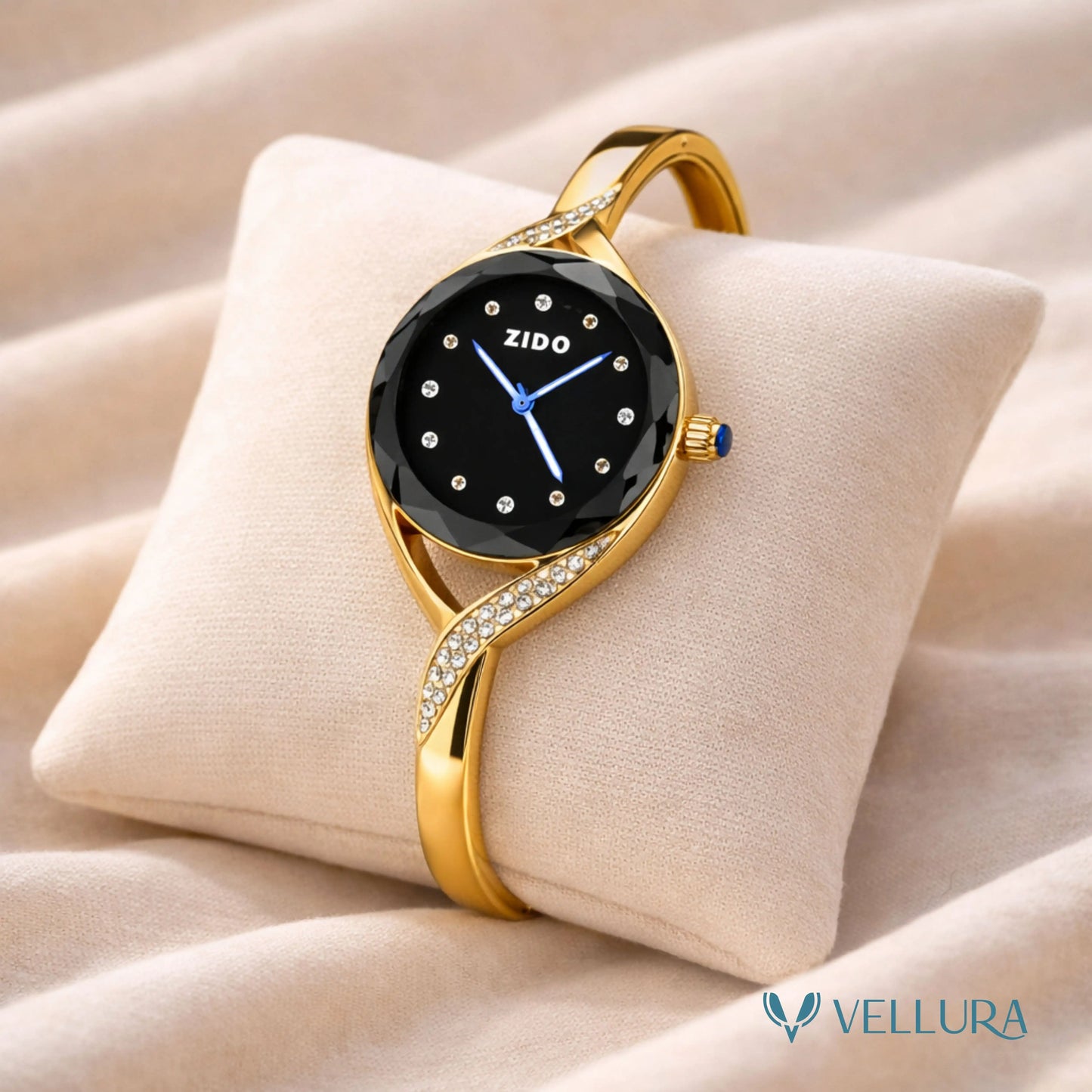 Black Faceted Bangle Watch