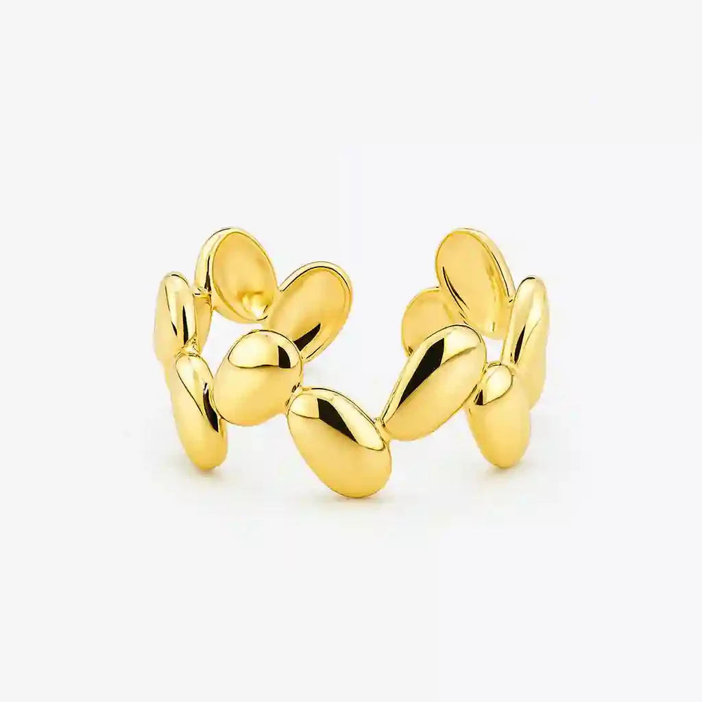 Gold Plated Open Band Pebble Motif Ring - Vellura Jewellery  Rings