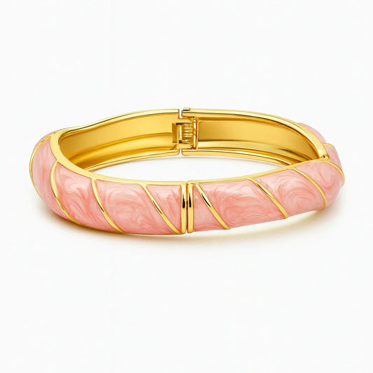 Elegant Pink Enamel & Gold Hinged Bangle Bracelet - Vellura Jewellery  bracelets
