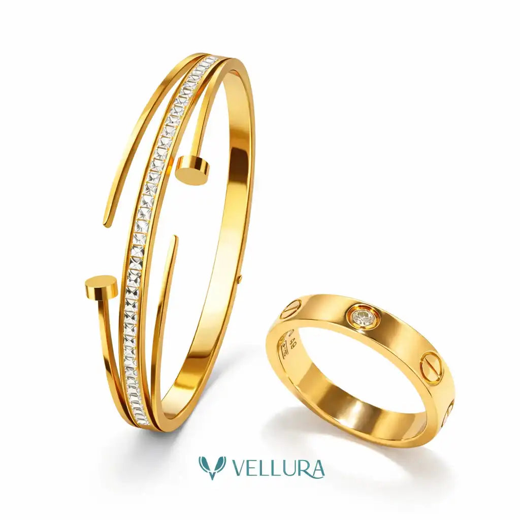 Nail Bracelet & Screw Ring Combo