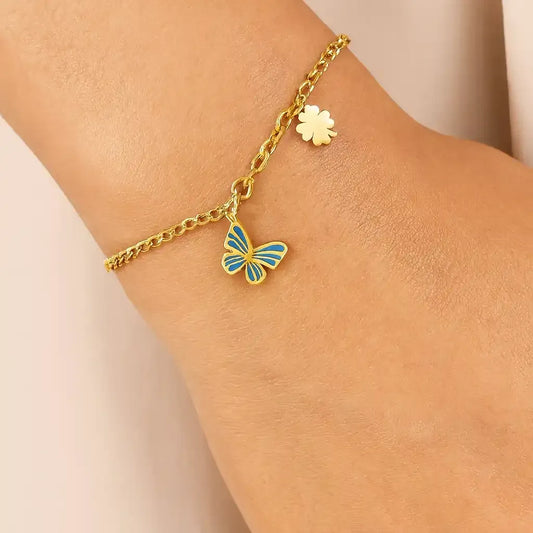 Gold Butterfly Charm Bracelet – Adjustable