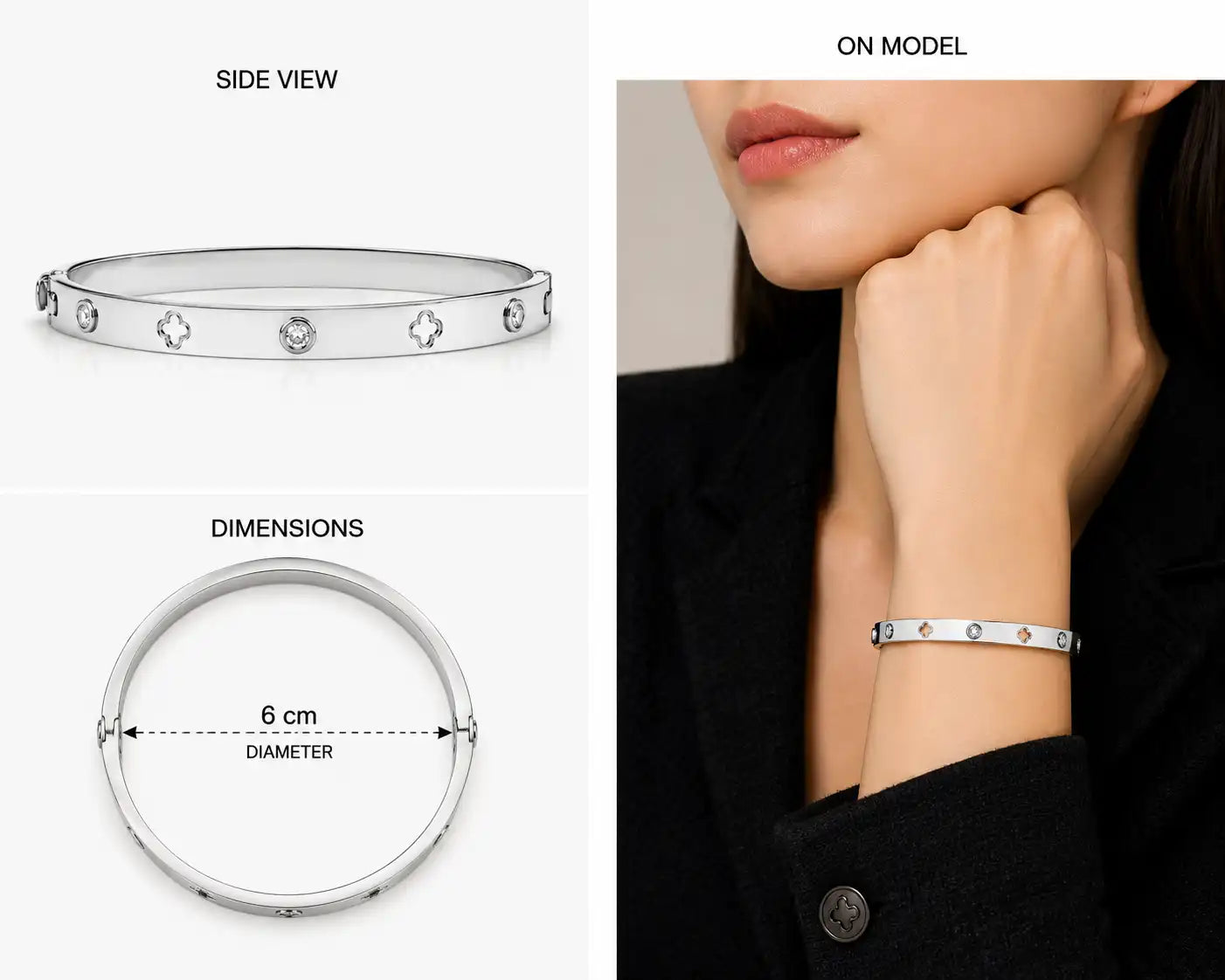 Clover Crystal Silver Bracelet