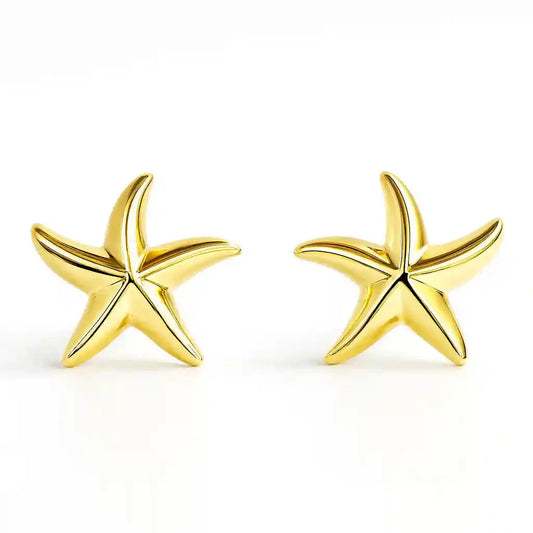 Gold Starfish Stud Earrings Vellura Jewellery